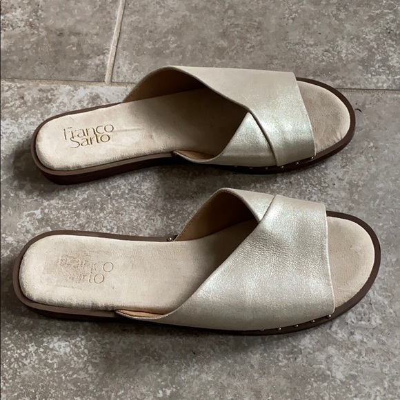 Franco Sarto Shoes - Franco Sarto Champagne gold leather slide sandals